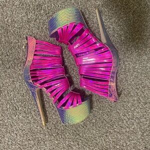 Dazzling Pink and Multicolor Strappy Heels